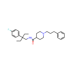 CCC(CC)(CNC(=O)C1CCN(CCCc2ccccc2)CC1)c1ccc(F)cc1 ZINC000072113314