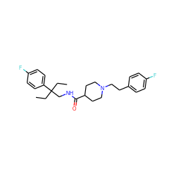 CCC(CC)(CNC(=O)C1CCN(CCc2ccc(F)cc2)CC1)c1ccc(F)cc1 ZINC000072113647