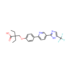 CCC(CC)(COc1ccc(-c2ccc(-c3ncc(C(F)(F)F)[nH]3)cn2)cc1)C(=O)O ZINC000205343142