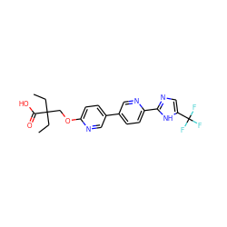 CCC(CC)(COc1ccc(-c2ccc(-c3ncc(C(F)(F)F)[nH]3)nc2)cn1)C(=O)O ZINC000204760826