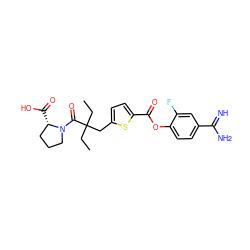 CCC(CC)(Cc1ccc(C(=O)Oc2ccc(C(=N)N)cc2F)s1)C(=O)N1CCC[C@@H]1C(=O)O ZINC000261153444