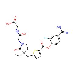 CCC(CC)(Cc1ccc(C(=O)Oc2ccc(C(=N)N)cc2F)s1)C(=O)NCC(=O)NCC(=O)O ZINC000261187958