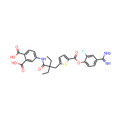 CCC(CC)(Cc1ccc(C(=O)Oc2ccc(C(=N)N)cc2F)s1)C(=O)Nc1ccc(C(=O)O)c(C(=O)O)c1 ZINC001772613227