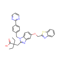 CCC(CC)(Cc1nc2cc(OCc3nc4ccccc4s3)ccc2n1Cc1ccc(-c2ncccn2)cc1)C(=O)O ZINC000219398160