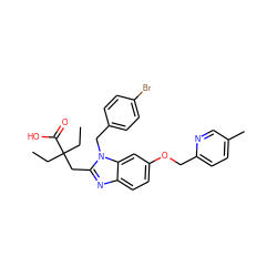 CCC(CC)(Cc1nc2ccc(OCc3ccc(C)cn3)cc2n1Cc1ccc(Br)cc1)C(=O)O ZINC000226025711