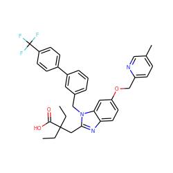 CCC(CC)(Cc1nc2ccc(OCc3ccc(C)cn3)cc2n1Cc1cccc(-c2ccc(C(F)(F)F)cc2)c1)C(=O)O ZINC000226020485