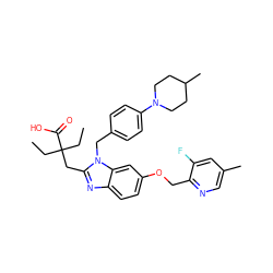 CCC(CC)(Cc1nc2ccc(OCc3ncc(C)cc3F)cc2n1Cc1ccc(N2CCC(C)CC2)cc1)C(=O)O ZINC000226021888