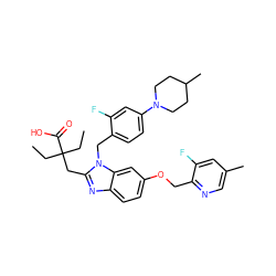 CCC(CC)(Cc1nc2ccc(OCc3ncc(C)cc3F)cc2n1Cc1ccc(N2CCC(C)CC2)cc1F)C(=O)O ZINC000226012029