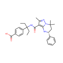 CCC(CC)(NC(=O)c1c(C)nn2c1N[C@@H](c1ccccc1)CC2(C)C)c1ccc(C(=O)O)cc1 ZINC000066113134