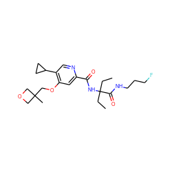 CCC(CC)(NC(=O)c1cc(OCC2(C)COC2)c(C2CC2)cn1)C(=O)NCCCF ZINC000146604562