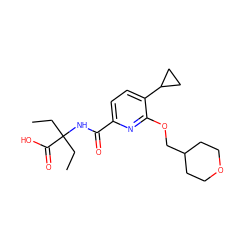 CCC(CC)(NC(=O)c1ccc(C2CC2)c(OCC2CCOCC2)n1)C(=O)O ZINC000150184348