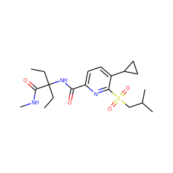 CCC(CC)(NC(=O)c1ccc(C2CC2)c(S(=O)(=O)CC(C)C)n1)C(=O)NC ZINC000206696846