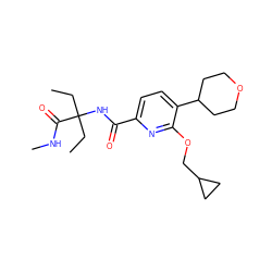 CCC(CC)(NC(=O)c1ccc(C2CCOCC2)c(OCC2CC2)n1)C(=O)NC ZINC000143475028