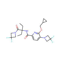 CCC(CC)(NC(=O)c1ccc(N2CC(F)(F)C2)c(OCC2CC2)n1)C(=O)N1CC(F)(F)C1 ZINC000206692153