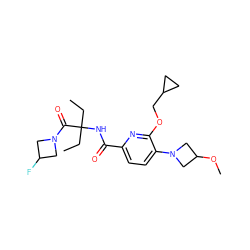 CCC(CC)(NC(=O)c1ccc(N2CC(OC)C2)c(OCC2CC2)n1)C(=O)N1CC(F)C1 ZINC000473170845