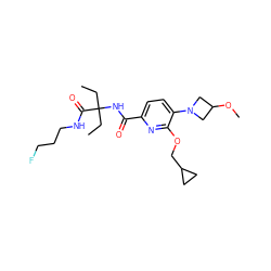 CCC(CC)(NC(=O)c1ccc(N2CC(OC)C2)c(OCC2CC2)n1)C(=O)NCCCF ZINC000473169310