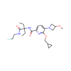 CCC(CC)(NC(=O)c1ccc(N2CC(OC)C2)c(OCC2CC2)n1)C(=O)NCCF ZINC000473170121