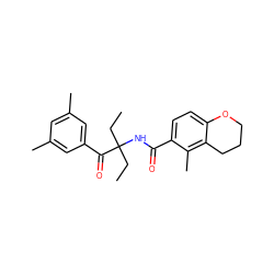 CCC(CC)(NC(=O)c1ccc2c(c1C)CCCO2)C(=O)c1cc(C)cc(C)c1 ZINC000103181669