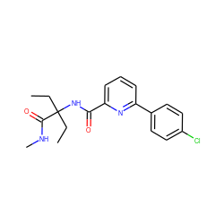 CCC(CC)(NC(=O)c1cccc(-c2ccc(Cl)cc2)n1)C(=O)NC ZINC000206693948