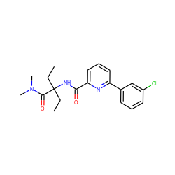 CCC(CC)(NC(=O)c1cccc(-c2cccc(Cl)c2)n1)C(=O)N(C)C ZINC000207727078