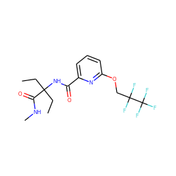 CCC(CC)(NC(=O)c1cccc(OCC(F)(F)C(F)(F)F)n1)C(=O)NC ZINC000143535508