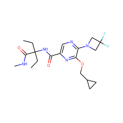 CCC(CC)(NC(=O)c1cnc(N2CC(F)(F)C2)c(OCC2CC2)n1)C(=O)NC ZINC000207378303