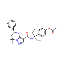 CCC(CC)(NC(=O)c1cnn2c1N[C@H](c1ccccc1)CC2(C)C)c1ccc(OC(C)=O)cc1 ZINC000066113772