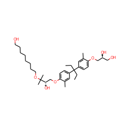 CCC(CC)(c1ccc(OC[C@@H](O)CO)c(C)c1)c1ccc(OC[C@H](O)C(C)(C)OCCCCCCCCO)c(C)c1 ZINC000473159390