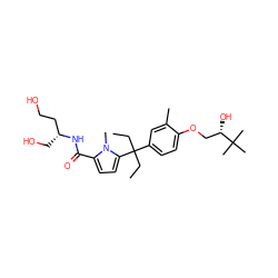 CCC(CC)(c1ccc(OC[C@H](O)C(C)(C)C)c(C)c1)c1ccc(C(=O)N[C@H](CO)CCO)n1C ZINC000096285618