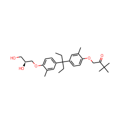 CCC(CC)(c1ccc(OCC(=O)C(C)(C)C)c(C)c1)c1ccc(OC[C@@H](O)CO)c(C)c1 ZINC000064512813