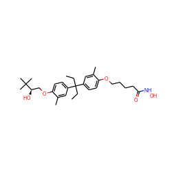 CCC(CC)(c1ccc(OCCCCC(=O)NO)c(C)c1)c1ccc(OC[C@@H](O)C(C)(C)C)c(C)c1 ZINC000144913416