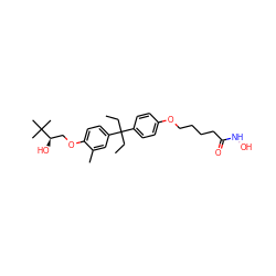 CCC(CC)(c1ccc(OCCCCC(=O)NO)cc1)c1ccc(OC[C@@H](O)C(C)(C)C)c(C)c1 ZINC000144933085