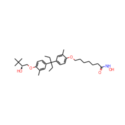 CCC(CC)(c1ccc(OCCCCCCC(=O)NO)c(C)c1)c1ccc(OC[C@@H](O)C(C)(C)C)c(C)c1 ZINC000144974039