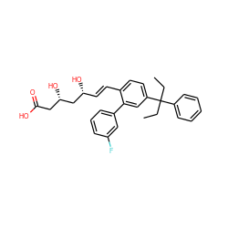 CCC(CC)(c1ccccc1)c1ccc(/C=C/[C@@H](O)C[C@@H](O)CC(=O)O)c(-c2cccc(F)c2)c1 ZINC000043120731