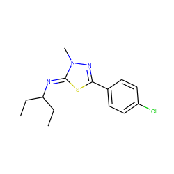 CCC(CC)/N=c1\sc(-c2ccc(Cl)cc2)nn1C ZINC000028372745