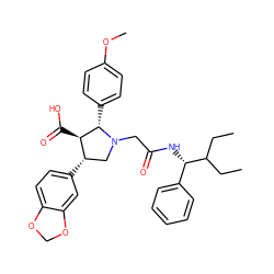 CCC(CC)[C@@H](NC(=O)CN1C[C@H](c2ccc3c(c2)OCO3)[C@@H](C(=O)O)[C@@H]1c1ccc(OC)cc1)c1ccccc1 ZINC000027193332