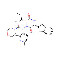 CCC(CC)[C@@H]1C(=O)N[C@H](C2Cc3ccccc3C2)C(=O)N1[C@@H](C(=O)N1CCOCC1)c1ccc(C)nc1C ZINC000084670848