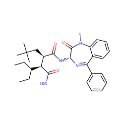 CCC(CC)[C@H](C(N)=O)[C@@H](CC(C)(C)C)C(=O)N[C@H]1N=C(c2ccccc2)c2ccccc2N(C)C1=O ZINC000299860055