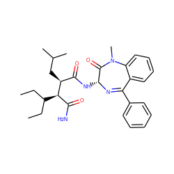 CCC(CC)[C@H](C(N)=O)[C@@H](CC(C)C)C(=O)N[C@H]1N=C(c2ccccc2)c2ccccc2N(C)C1=O ZINC000205163259