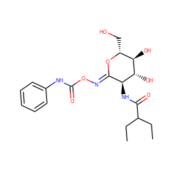 CCC(CC)C(=O)N[C@H]1/C(=N/OC(=O)Nc2ccccc2)O[C@H](CO)[C@@H](O)[C@@H]1O ZINC000040616211