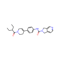 CCC(CC)C(=O)N1CC=C(c2ccc(NC(=O)N3Cc4ccncc4C3)cc2)CC1 ZINC000166986003