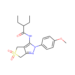 CCC(CC)C(=O)Nc1c2c(nn1-c1ccc(OC)cc1)CS(=O)(=O)C2 ZINC000003009353