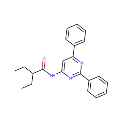 CCC(CC)C(=O)Nc1cc(-c2ccccc2)nc(-c2ccccc2)n1 ZINC000013586456