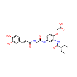 CCC(CC)C(=O)Nc1cc(NC(=O)CNC(=O)/C=C/c2ccc(O)c(O)c2)ccc1OCC(=O)O ZINC000103253667