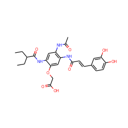 CCC(CC)C(=O)Nc1cc(NC(C)=O)c(NC(=O)/C=C/c2ccc(O)c(O)c2)cc1OCC(=O)O ZINC000103250987