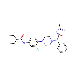 CCC(CC)C(=O)Nc1ccc(N2CCN([C@@H](c3ccccc3)c3nc(C)no3)CC2)c(F)c1 ZINC000103225301