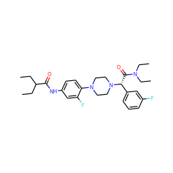 CCC(CC)C(=O)Nc1ccc(N2CCN([C@H](C(=O)N(CC)CC)c3cccc(F)c3)CC2)c(F)c1 ZINC000103227844