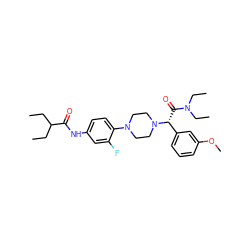 CCC(CC)C(=O)Nc1ccc(N2CCN([C@H](C(=O)N(CC)CC)c3cccc(OC)c3)CC2)c(F)c1 ZINC000103227860