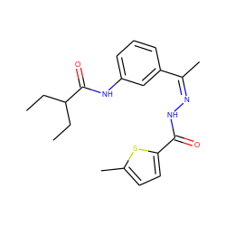 CCC(CC)C(=O)Nc1cccc(/C(C)=N\NC(=O)c2ccc(C)s2)c1 ZINC000013139681