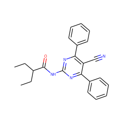 CCC(CC)C(=O)Nc1nc(-c2ccccc2)c(C#N)c(-c2ccccc2)n1 ZINC000029061826